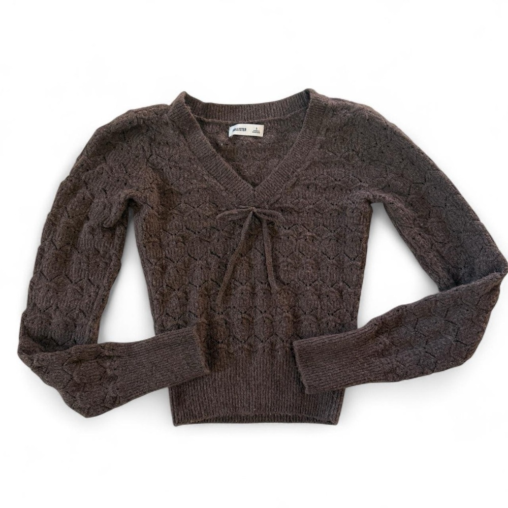 Hollister Brown Knit Bow Tie Sweater